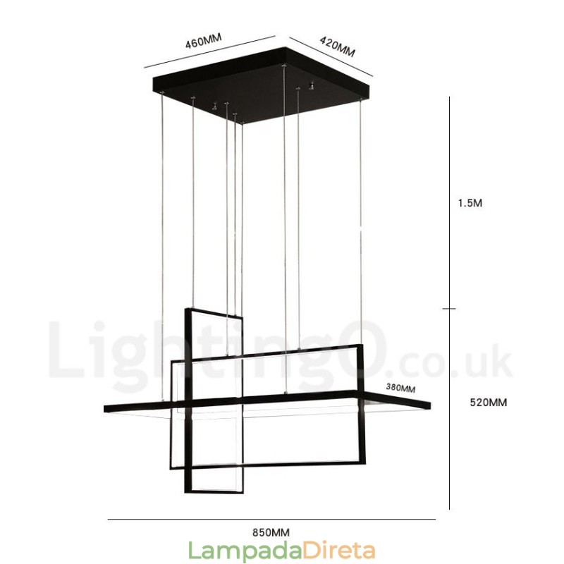 Luminária pendente linear regulável com controle remoto Luz ambiente Acabamentos pintados Alumínio Design moderno