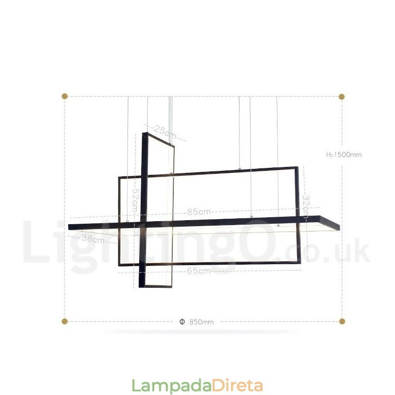 Luminária pendente linear regulável com controle remoto Luz ambiente Acabamentos pintados Alumínio Design moderno