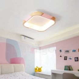Luminária de teto quadrada de madeira multicolorida regulável com abajur de acrílico estilo nórdico
