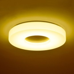 Luminária de teto de madeira redonda ultrafina regulável com abajur de acrílico estilo nórdico