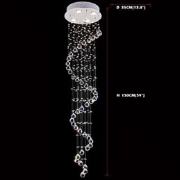Lustre de cristal pendente, iluminação, 4 luzes, prata, canpoy, transparente, k9, cristal, hélice, teto, lâmpadas, h150cm
