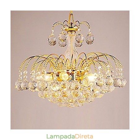Lustre de luxo estilo europeu com 3 luzes e bolas de cristal Lustre de luxo estilo europeu com 3 luzes e bolas de cristal