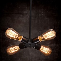 Luminária pendente 4 luzes estilo country ferro forjado