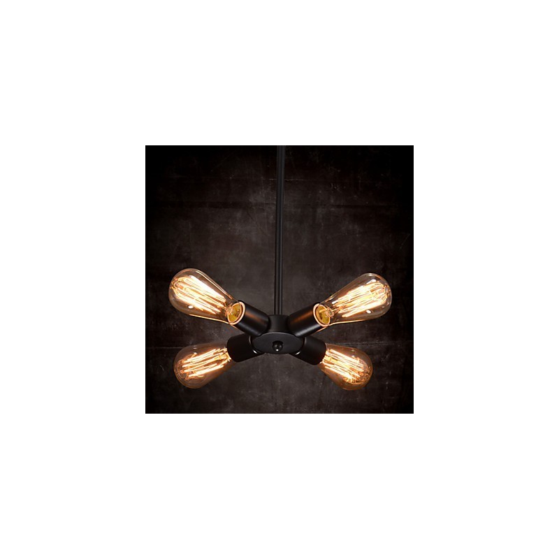 Luminária pendente 4 luzes estilo country ferro forjado