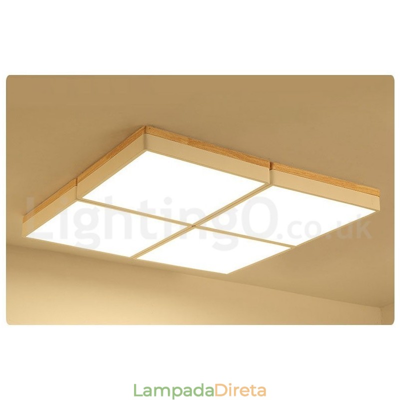 Grande quadrado regulável Macaron ultra fino multicolorido luz de teto de madeira com abajur de acrílico lâmpada de teto estilo nórdico