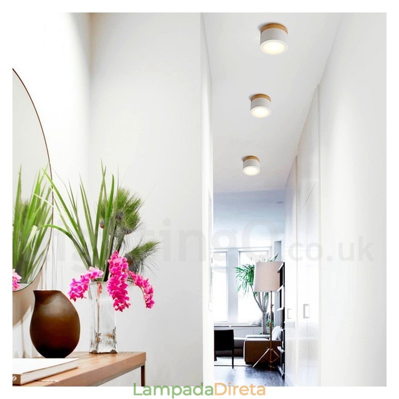 Mini luminária de teto de design moderno de madeira com cúpula de acrílico especial para também pode ser usada como luminária de parede