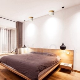 Mini luminária de teto de design moderno de madeira com cúpula de acrílico especial para também pode ser usada como luminária de parede