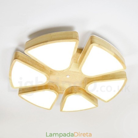 Luminária de teto em formato de pétala de madeira com abajur de acrílico estilo nórdico Luminária de teto em formato de pétala de madeira com abajur de acrílico estilo nórdico