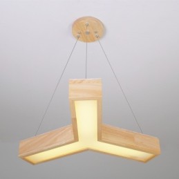 Luminária pendente triangular moderna de madeira