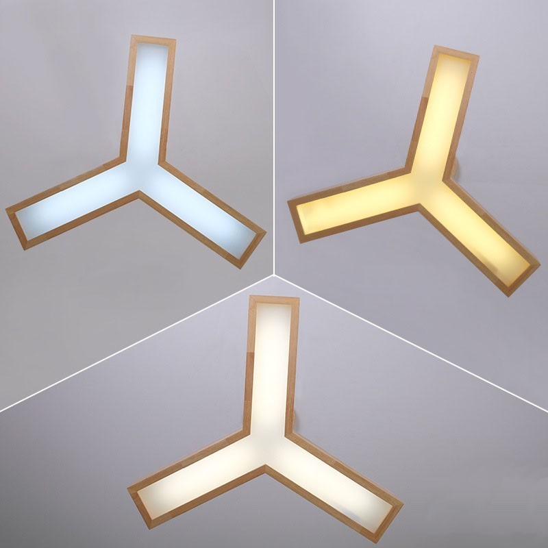 Luminária pendente triangular moderna de madeira