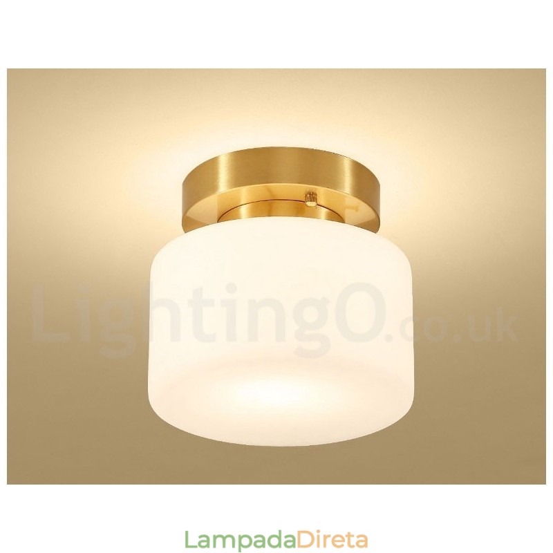 Luminária de teto embutida retrô vintage com abajur