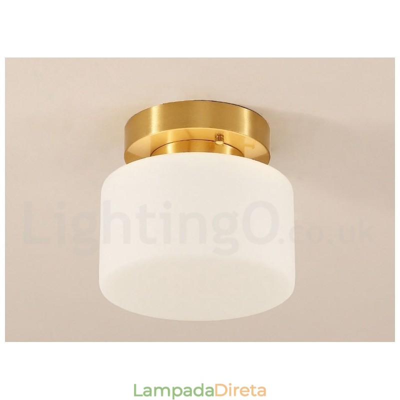 Luminária de teto embutida retrô vintage com abajur