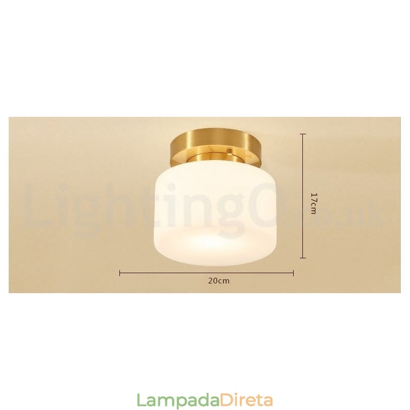 Luminária de teto embutida retrô vintage com abajur