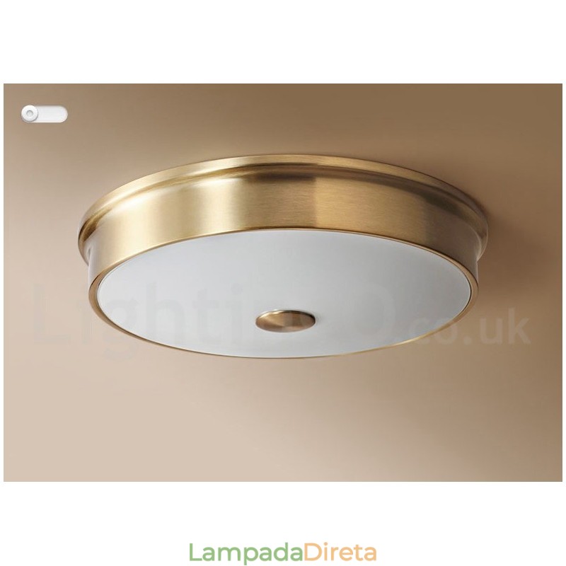 Luminária de teto embutida retrô vintage com cúpula de vidro