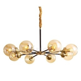 Lustre de pingente de latão puro luxuoso rústico retrô vintage com cúpulas de vidro