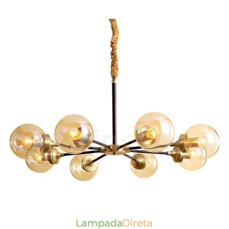 Lustre de pingente de latão puro luxuoso rústico retrô vintage com cúpulas de vidro Lustre de pingente de latão puro luxuoso rústico retrô vintage com cúpulas de vidro
