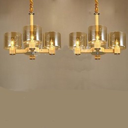Luminária pendente fashion Mesa Madeira Tampa de vidro