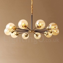 Lustre de pingente de latão puro luxuoso rústico retrô vintage com cúpulas de vidro