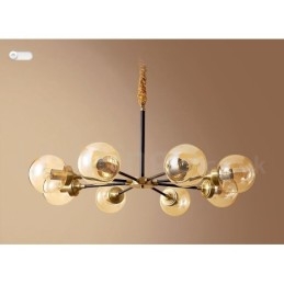 Lustre de pingente de latão puro luxuoso rústico retrô vintage com cúpulas de vidro