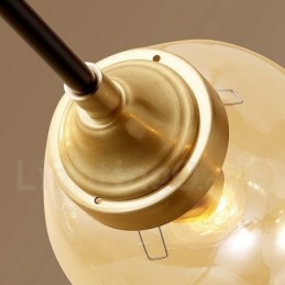 Lustre de pingente de latão puro luxuoso rústico retrô vintage com cúpulas de vidro
