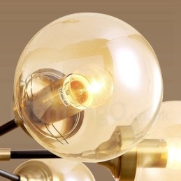 Lustre de pingente de latão puro luxuoso rústico retrô vintage com cúpulas de vidro