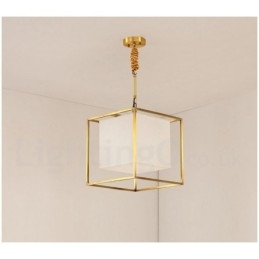 Pure Brass Simples Rústico Retro Vintage Latão Pendente Luz com Tecido Sombra
