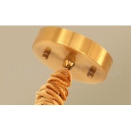 Pure Brass Simples Rústico Retro Vintage Latão Pendente Luz com Tecido Sombra