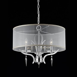 Pendente moderno de cristal com 3 luzes e cúpula semitransparente