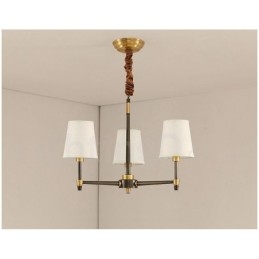 Pure Brass Grande Luxuoso Rústico Retro Vintage Pingente de Latão Lustre com Tons de Tecido