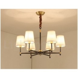Pure Brass Grande Luxuoso Rústico Retro Vintage Pingente de Latão Lustre com Tons de Tecido