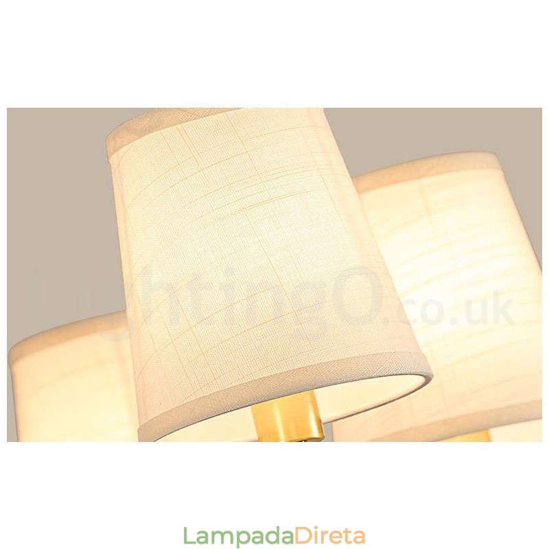 Pure Brass Grande Luxuoso Rústico Retro Vintage Pingente de Latão Lustre com Tons de Tecido