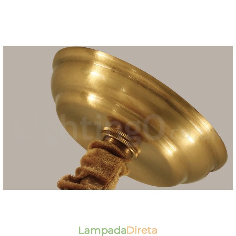Pure Brass Grande Luxuoso Rústico Retro Vintage Pingente de Latão Lustre com Tons de Tecido