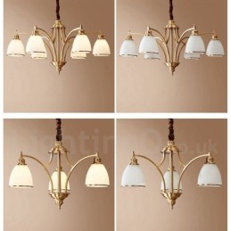 Pure Brass Grande Luxuoso Rústico Retro Vintage Pingente de Latão Lustre com Tons de Vidro