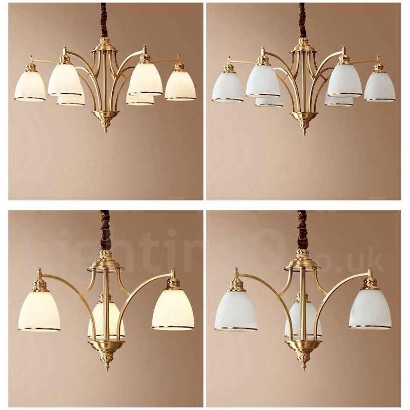 Pure Brass Grande Luxuoso Rústico Retro Vintage Pingente de Latão Lustre com Tons de Vidro