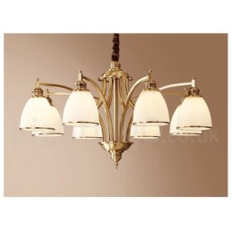Pure Brass Grande Luxuoso Rústico Retro Vintage Pingente de Latão Lustre com Tons de Vidro
