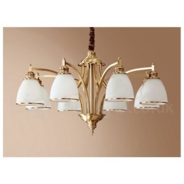Pure Brass Grande Luxuoso Rústico Retro Vintage Pingente de Latão Lustre com Tons de Vidro