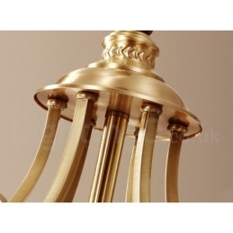 Pure Brass Grande Luxuoso Rústico Retro Vintage Pingente de Latão Lustre com Tons de Vidro