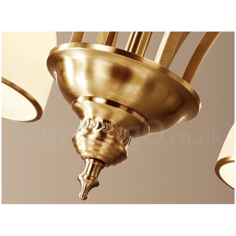 Pure Brass Grande Luxuoso Rústico Retro Vintage Pingente de Latão Lustre com Tons de Vidro