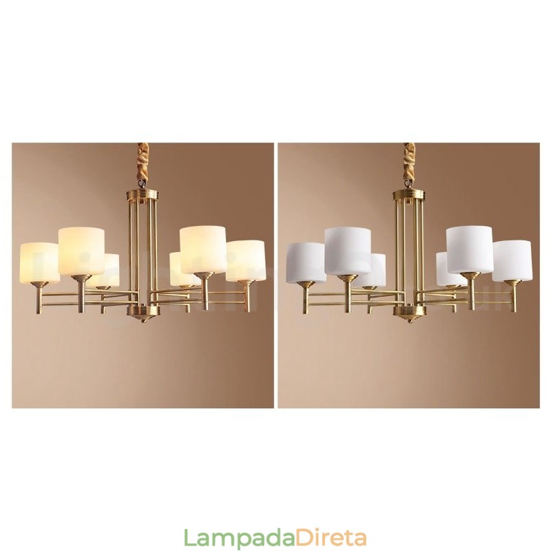 Pure Brass Grande Luxuoso Rústico Retro Vintage Pingente de Latão Lustre com Tons de Vidro