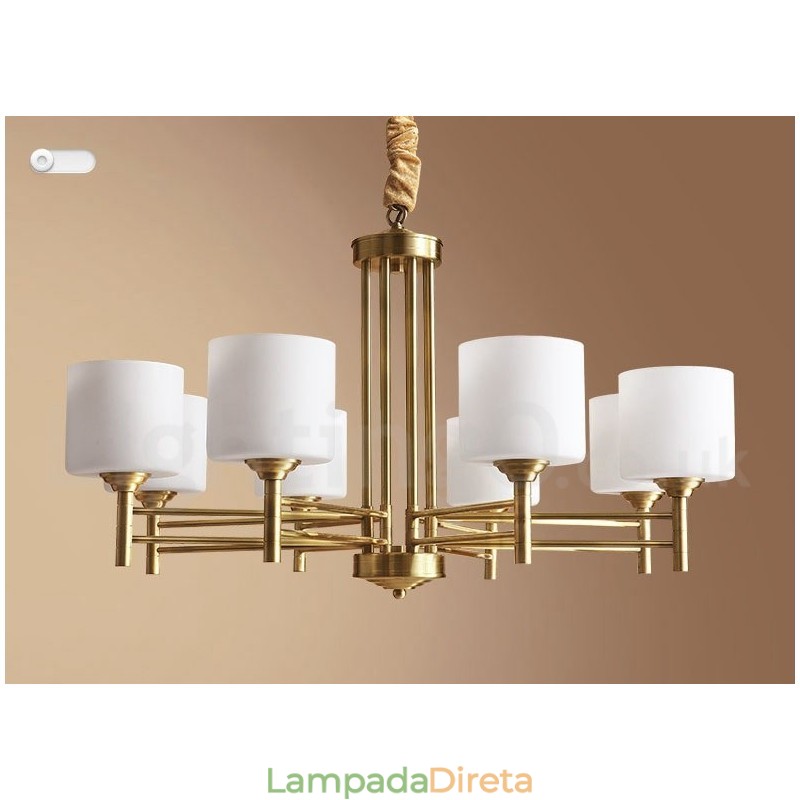 Pure Brass Grande Luxuoso Rústico Retro Vintage Pingente de Latão Lustre com Tons de Vidro