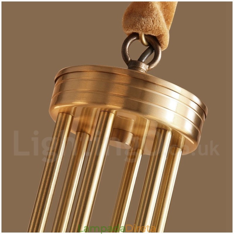 Pure Brass Grande Luxuoso Rústico Retro Vintage Pingente de Latão Lustre com Tons de Vidro