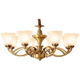 Pure Brass Grande Luxuoso Rústico Retro Vintage Pingente de Latão Lustre com Tons de Vidro