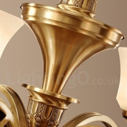 Pure Brass Grande Luxuoso Rústico Retro Vintage Pingente de Latão Lustre com Tons de Vidro