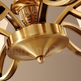 Pure Brass Grande Luxuoso Rústico Retro Vintage Pingente de Latão Lustre com Tons de Vidro