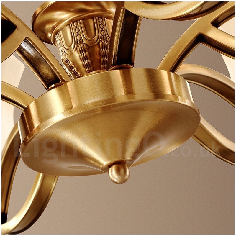 Pure Brass Grande Luxuoso Rústico Retro Vintage Pingente de Latão Lustre com Tons de Vidro