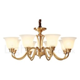 Pure Brass Grande Luxuoso Rústico Retro Vintage Sólido Latão Pingente Lustre com Tons de Vidro