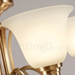 Pure Brass Grande Luxuoso Rústico Retro Vintage Sólido Latão Pingente Lustre com Tons de Vidro