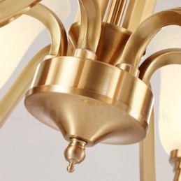 Pure Brass Grande Luxuoso Rústico Retro Vintage Sólido Latão Pingente Lustre com Tons de Vidro