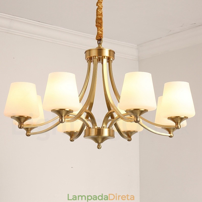 Pure Brass Grande Luxuoso Rústico Retro Vintage Pingente de Latão Lustre com Tons de Vidro
