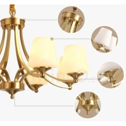 Pure Brass Grande Luxuoso Rústico Retro Vintage Pingente de Latão Lustre com Tons de Vidro